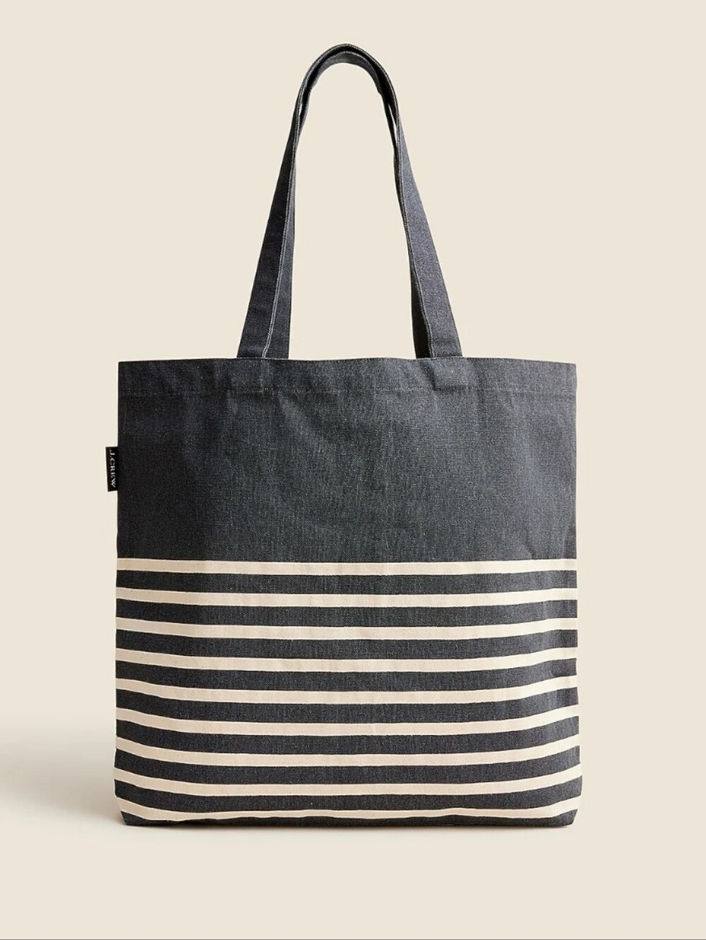 NWT J. Crew Reusable Everyday Striped Tote Gray And White